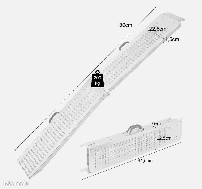 2 rampes de chargement pliable (180cm - 400kg) - Neuf - Livraison gratuite en Europe ⭐⭐⭐ (image 3)