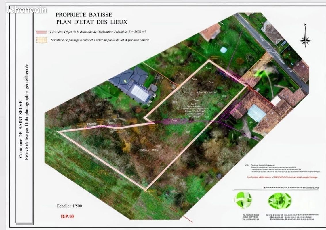 Terrain 3670 m² · à Saint-Selve · 3 670 m² · 199 900 €