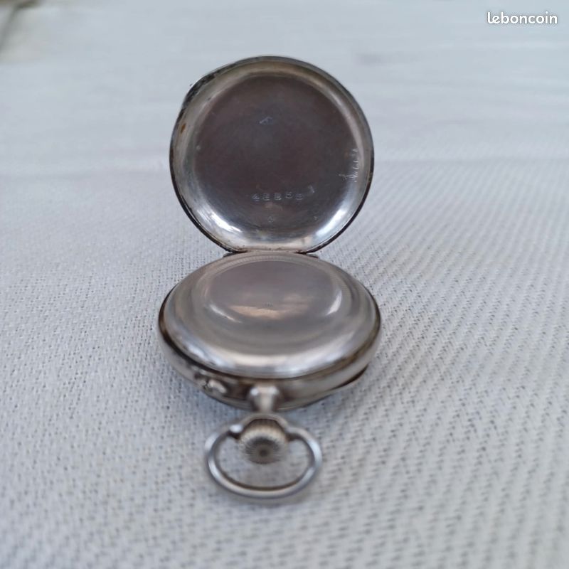 Montre De Gousset Ancienne En Argent Massif - Poinçon Crabe, 43 Mm, Mécanique Manuel, Occasion