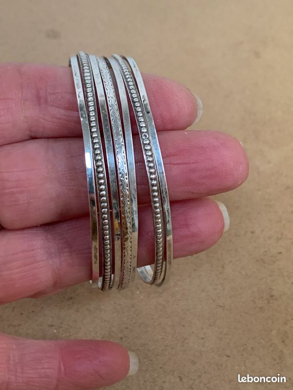 Bracelet Semainier En Argent Massif - Diamètre 6,2 Cm, 40 Grammes