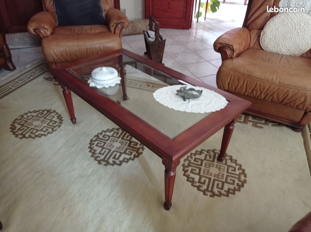 Table basse verre et bois (image 1)