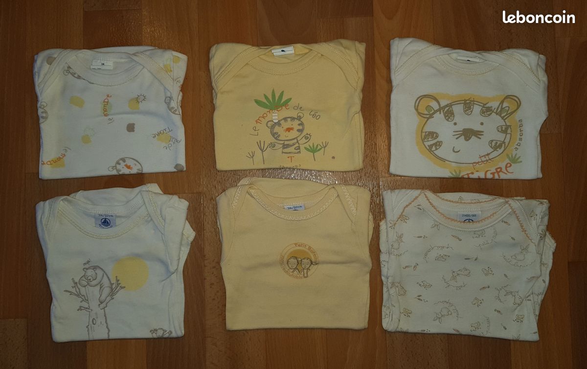 Lot de 6 bodies à manches longues neufs Petit Bateau 3 mois (image 1)