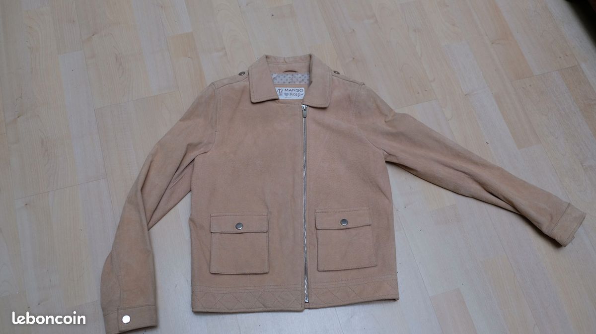 Mango Kids- Blouson fille perfecto en daim - 11/12 ans (image 3)