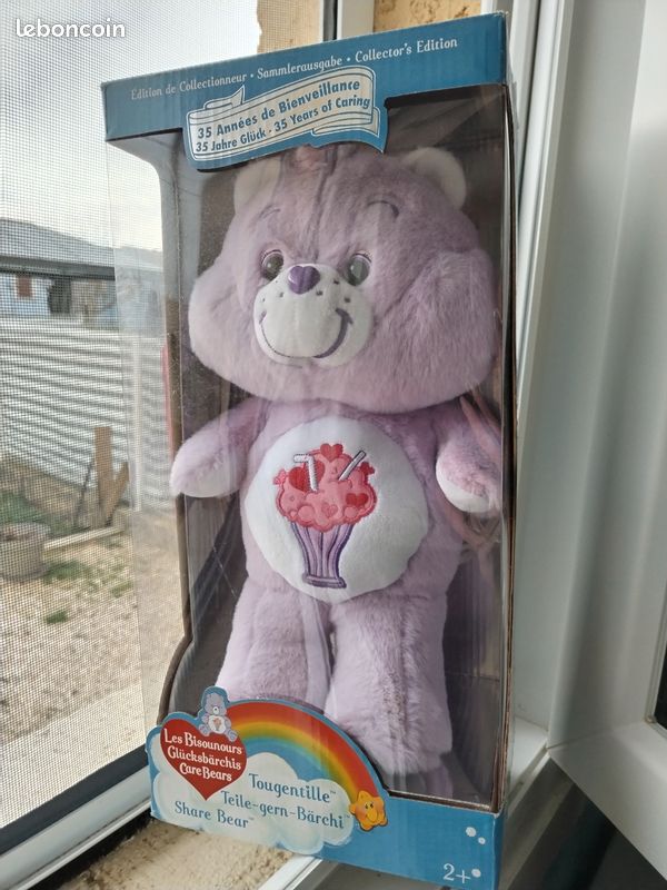 Ancienne Peluche Bisounours orange coeur Grosbisous CARE BEARS 1983