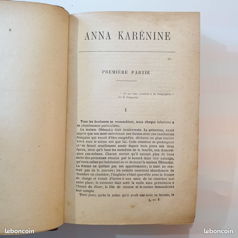 Anna Karénine Par le Comte Léon Tolstoï / 1911, 15ème édition/ Librairie HACHETTE et Cie (image 2)