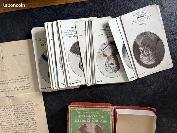 Ancien jeu de carte jeu des familles éditeurs Nathan Paris littérateurs célébres