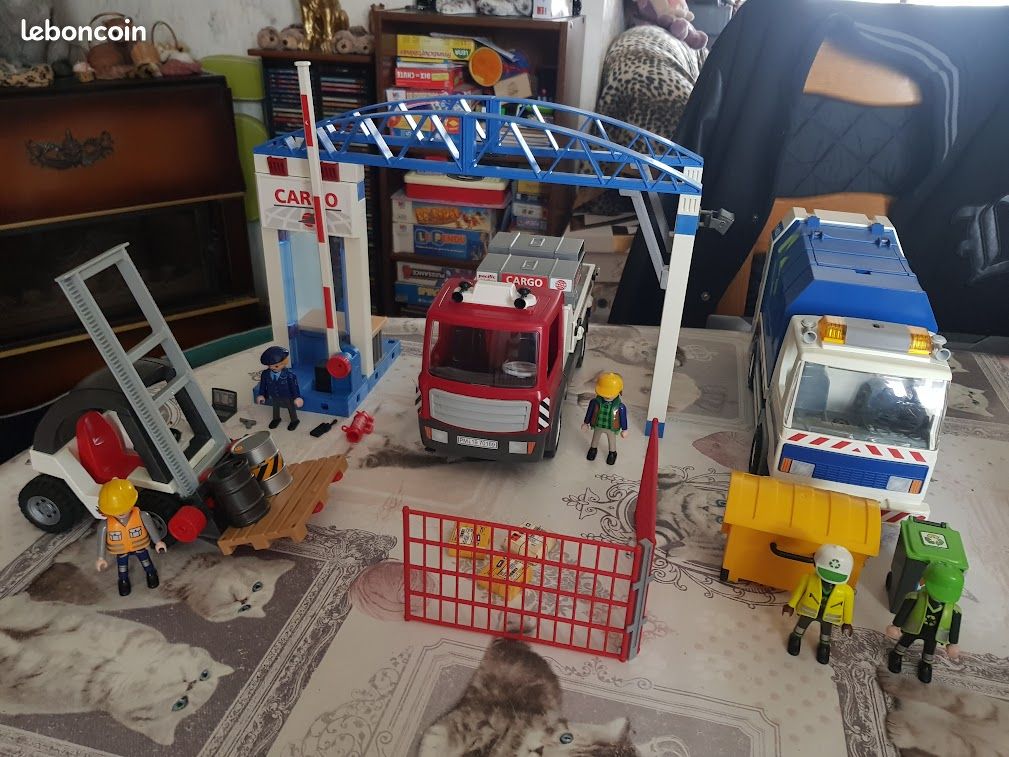 Playmobil cargo 70169 camion entrepôt élévateur + camion poubelle recyclage 4129 - Jeux & Jouets