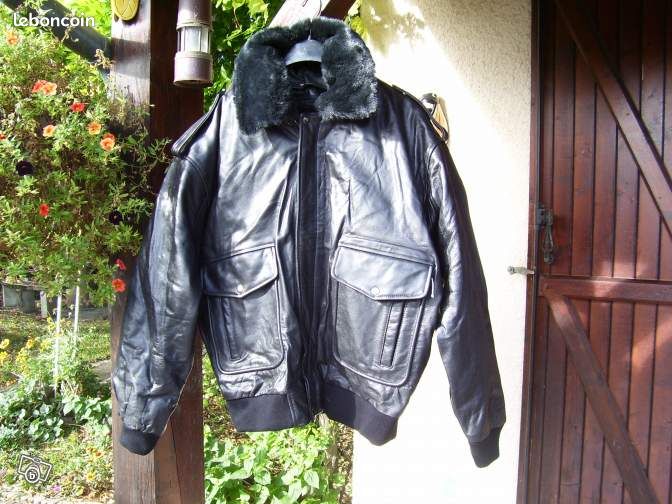 Blouson en cuir noir xxl (image 1)