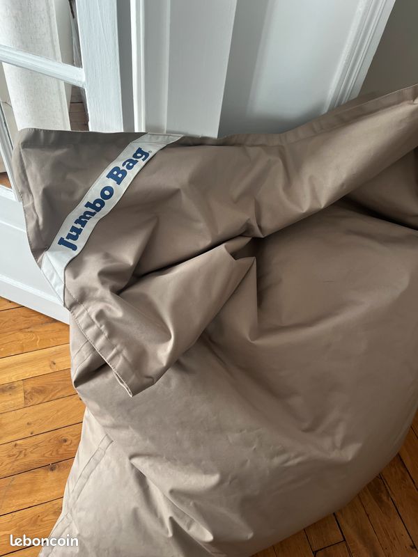 Pouf géant JUMBO BAG – Couleur Beige / Taupe – Bon état (image 2)