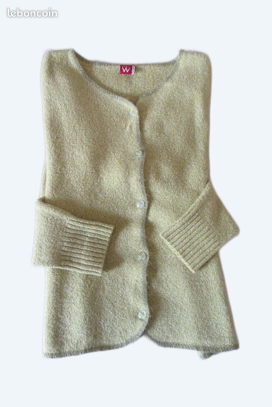 Pull Gros Tricot CO-COOM Taille 2 - Couleurs Rouge, Orange Chiné Avec Boucle - Occasion En Très Bon état