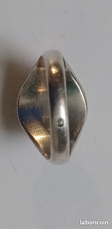 Bague ancienne en argent massif Tank (poinçon minerve) - Art Déco
