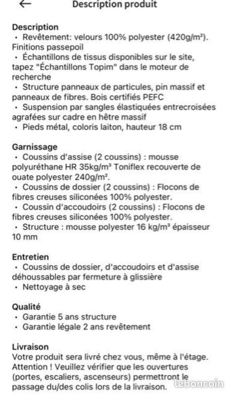 Canapé velours 5 places vert La Redoute Intérieur modèle Topim (image 8)