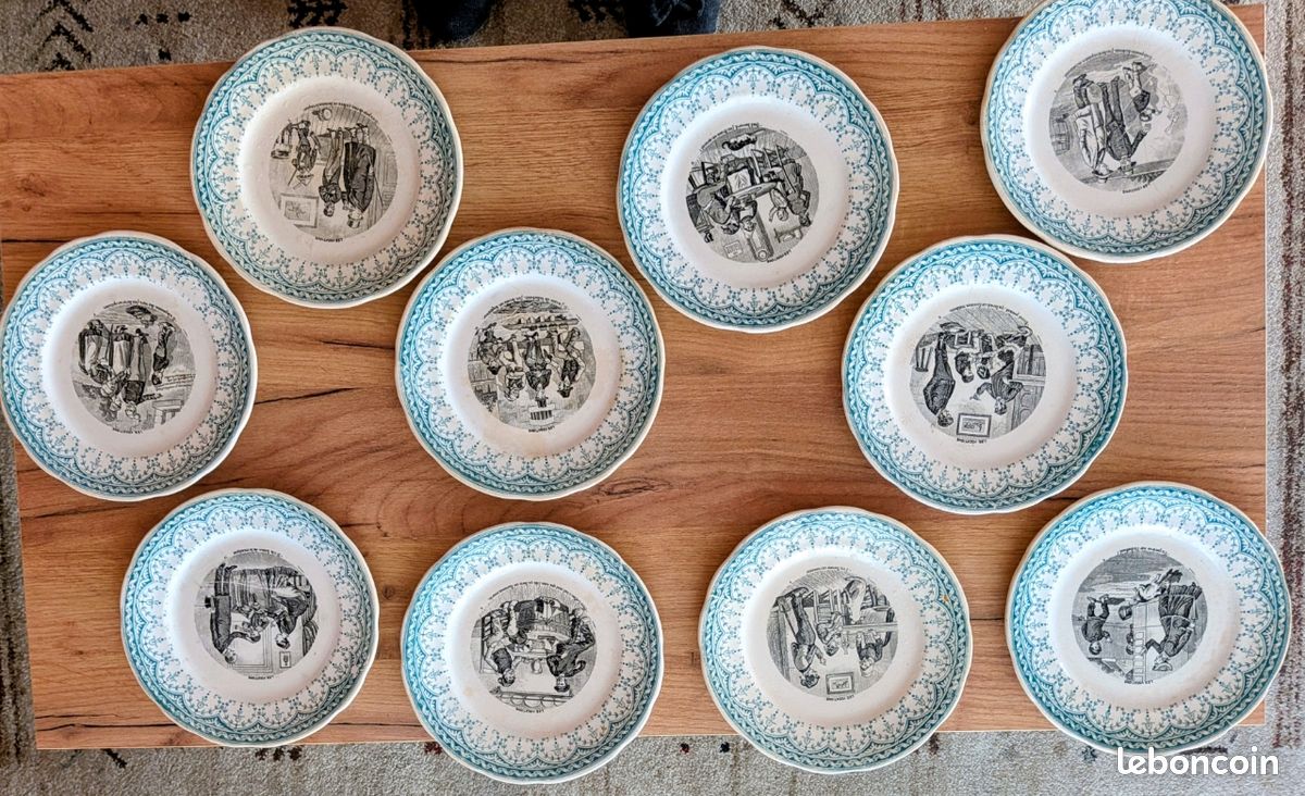 Lot de 10 assiettes a dessert Dugoin et Sarguemines (image 1)