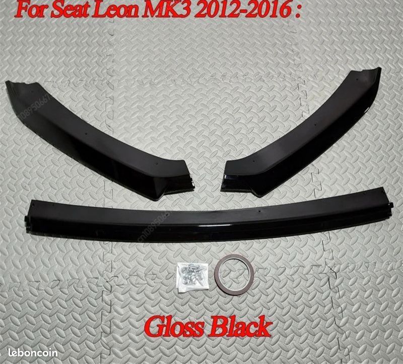 Becquets Avant Lèvre Pour Seat Pour Leon MK3 5F Standard ST 5 Portes 2012- 2016 Pré-lifting Réglage 3 Pièces ABS Voiture Pare-chocs Avant Lèvre Séparateur Diffuseur Lèvre Séparateur Menton(Gloss Black