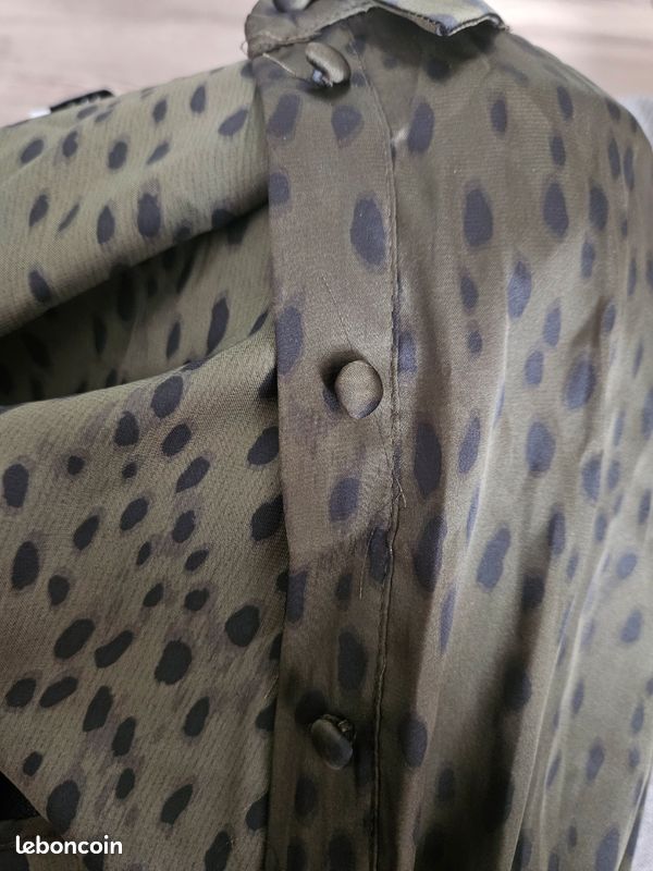 Superbe chemise femme Zara XL vert foncé effet satiné neuve