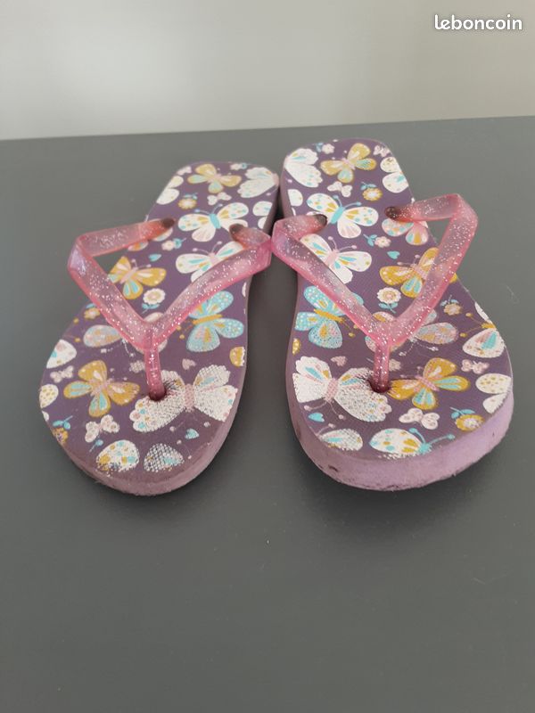 Paire de tongs violette à fleurs taille 30 (image 5)