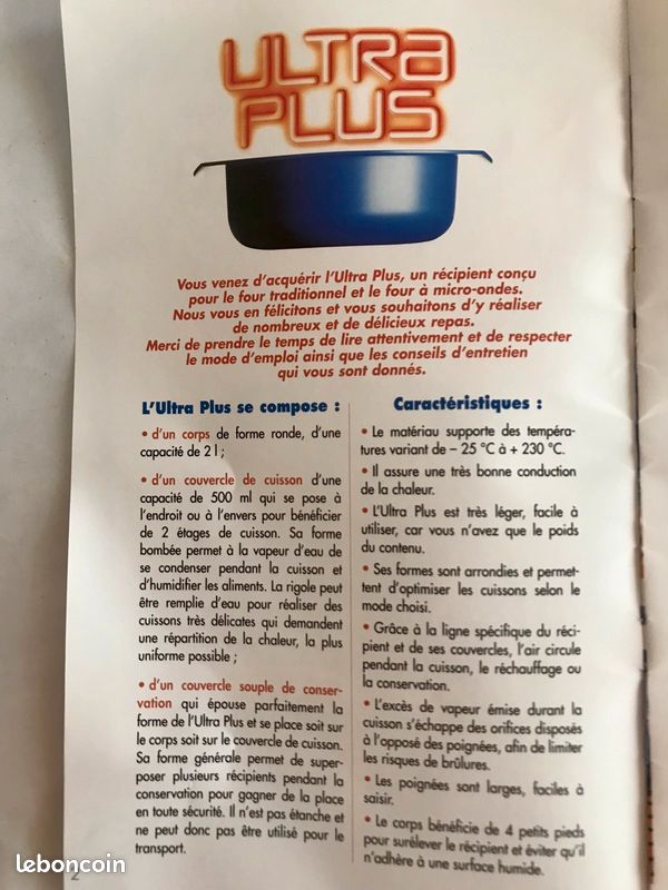 Neuf dans emballage - Cocotte Ultra Plus ronde, 2 litres, pour cuisson four traditionnel ET micro ondes ET congélation, + notice + livret de recette + couvercle de conservation, Tupperware (image 15)