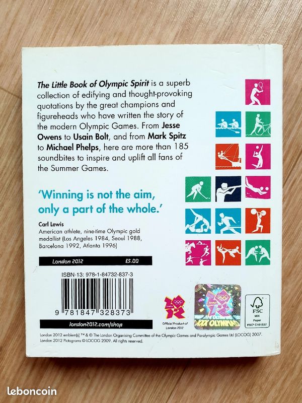 Livre petit format "The Little Book Of Olympic Spirit" publication officielle en anglais des J.O. De (image 3)