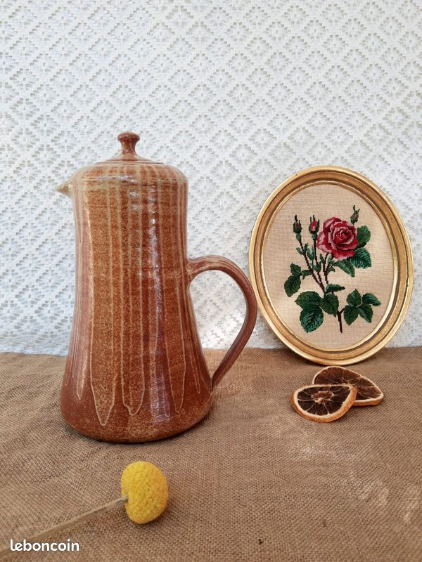Cafetiere, carafe en grès signée vintage (image 4)