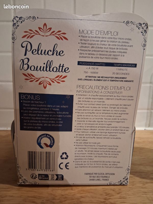Bouillotte peluche ours neuf (image 3)