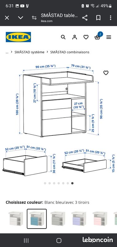Table à langer Ikéa modèle SMÅSTAD (image 10)