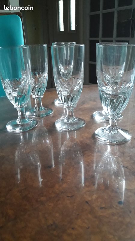 6 anciens grands verres bistrot à absinthe bzt03 (image 1)