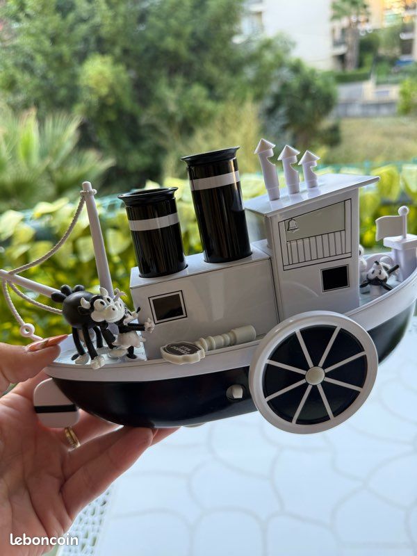 Bateau à Vapeur Mickey Et Minnie Vintage, Japon 1930 - Lustre Vaisselle Pour Enfants