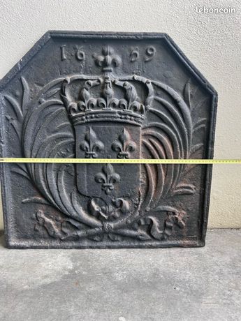 Plaque cheminée XIX siècle fleurs de lys - Décoration