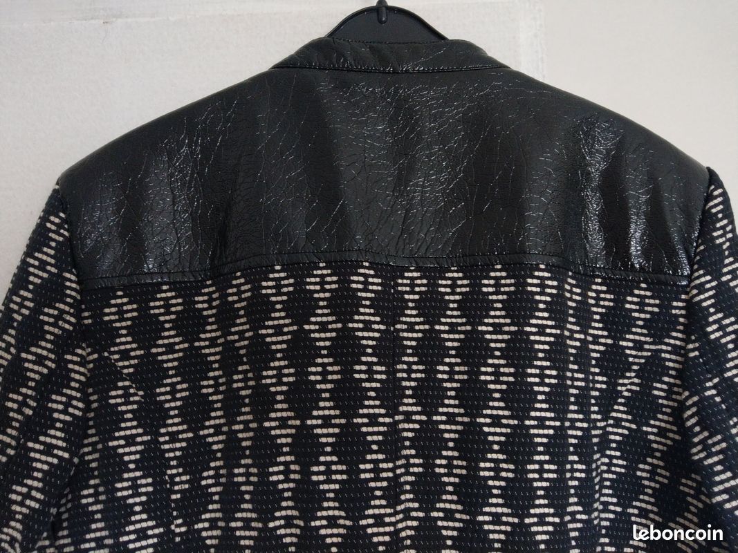 Veste blouson jacquard Morgan noir écru vinyle taille 40 M TBE (image 8)