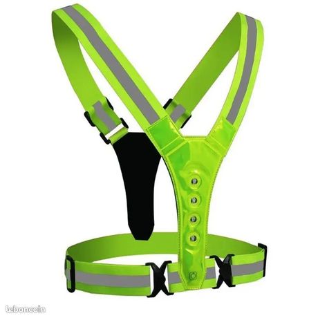Gilet de course avec éclairage LED réfléchissant - Jaune fluorescent Gilet de course avec éclairage LED réfléchissant - Jaune fluorescent