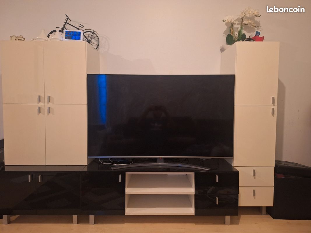 Meubles TV noir et blanc laqué (image 1)