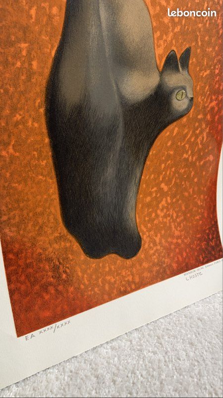 Œuvre signée Chat numérotée Claude Lhoste artiste Daum Monnaie de paris annees 50 60 70 dessin (image 5)