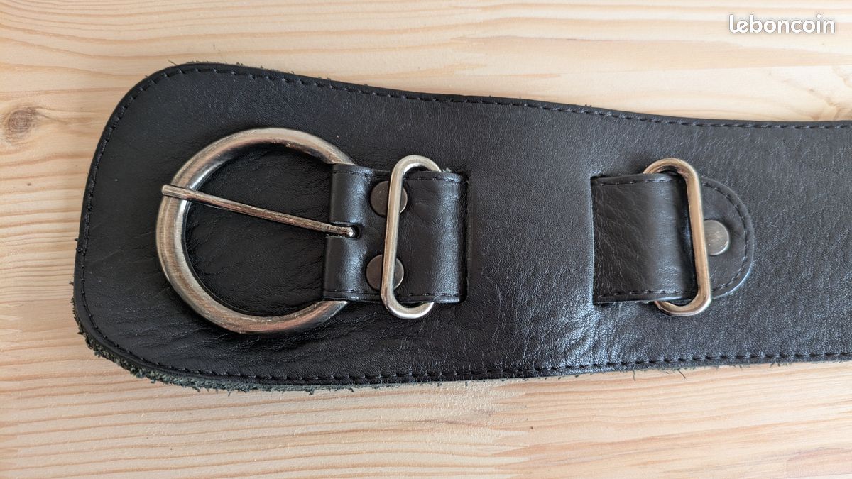 Ceinture cuir WE noire 85 cm (image 3)