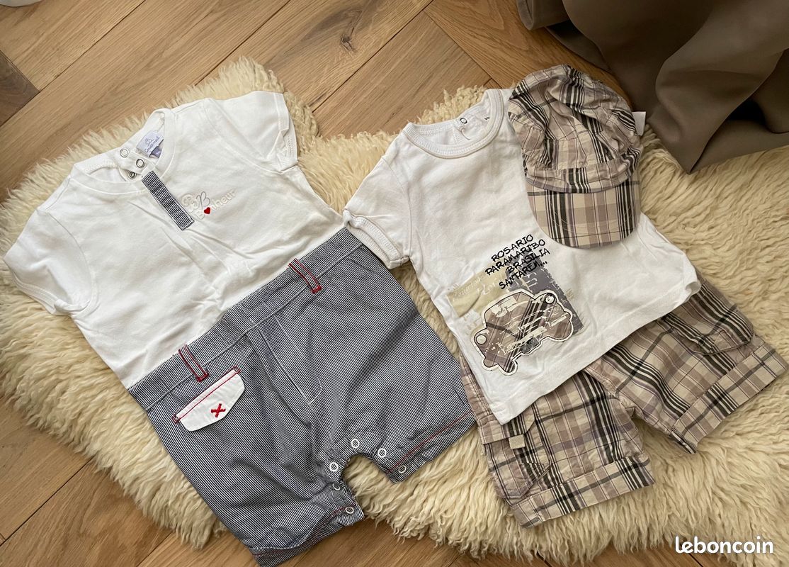 Lot de 2 ensembles bébé garçon 9 mois : combinaison coudémail et ensemble verbaudet (image 1)