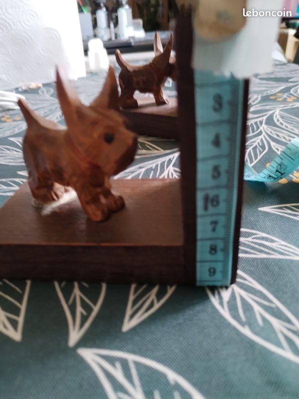 Serre-livres vintage bois 2 chiens Scottie Terrier (image 6)