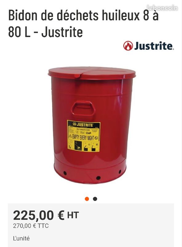 Poubelle métal pour déchets huileux Neuve (image 1)