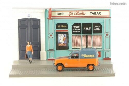 RENAULT 4L Fourgonnette - Diorama BAR TABAC Le Balto Café Maurice + 1 personnage - échelle 1/43 - Neuf en Boite non ouverte - collection VEHICULES UTILITAIRES avec DIORAMA n° 46 (image 2)