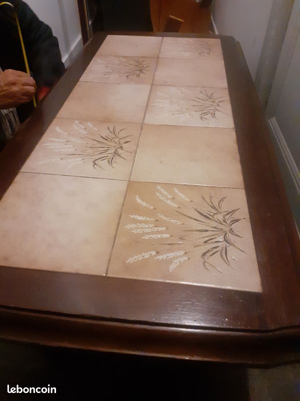 Table basse bois massif et carrelage (image 2)