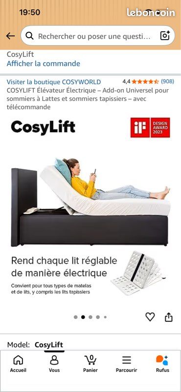 XIAYUHE CosyLift Dossier de lit électrique réglable avec fonction de levage et coussin amovible, lift réglable, pour lit, capacité de charge 300 kg, angle de levage 2 à 80 XIAYUHE CosyLift Dossier de lit électrique réglable avec fonction de levage et coussin amovible, lift réglable, pour lit, capacité de charge 300 kg, angle de levage 2 à 80