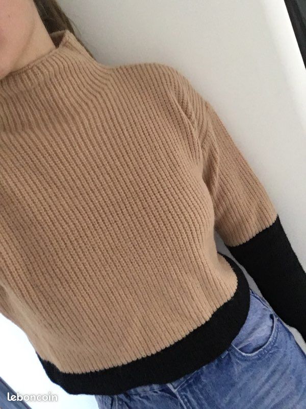 Pull Shein col roulé bicolore (image 3)