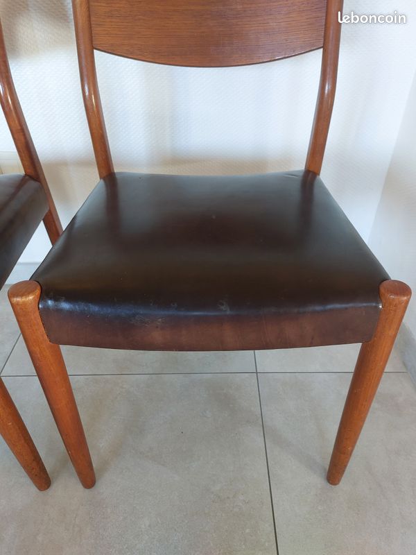 2 chaises Fristho Franeker, scandinaves, teck et cuir (image 11)