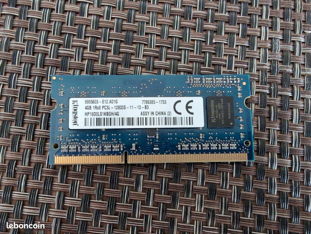 Barrette mémoire micron 4gb 1rx8 pc3l-12800s ddr3 so-dimm à Ploudalmézeau | Clasf informatique