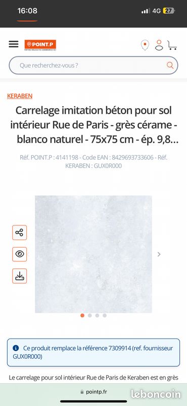 Carrelage grès cérame 75*75 keraben (image 1)