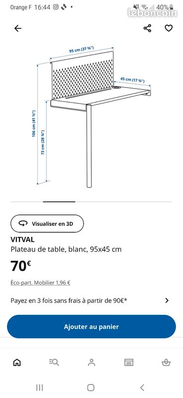 Plateau de table VITVAL (bureau blanc) (image 3)