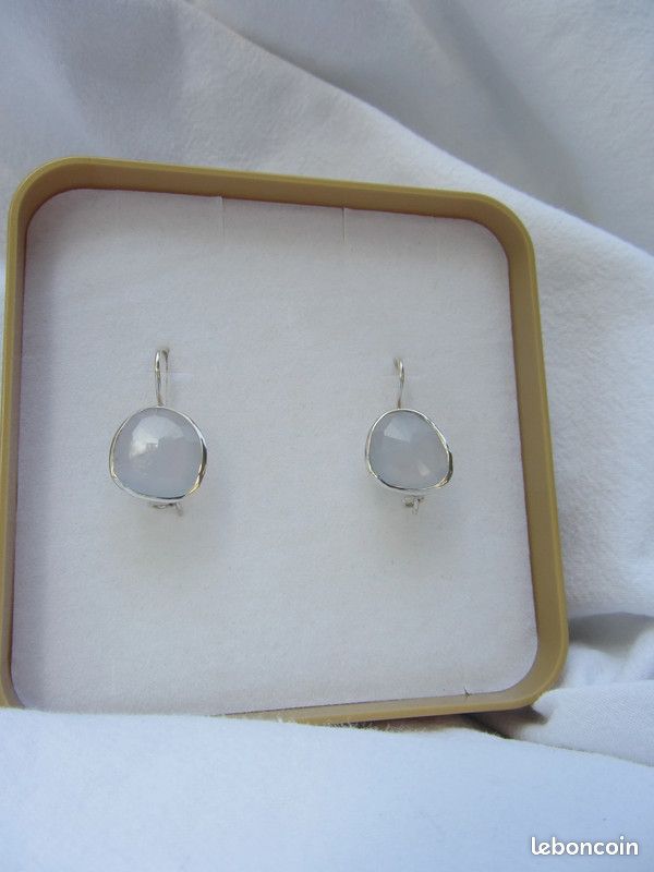 Boucles d'oreilles en argent et calcédoine véritables neuf (image 15)