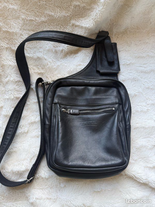Sacoche Besace sac à bandoulière TEXIER tout cuir vintage très - Main Image