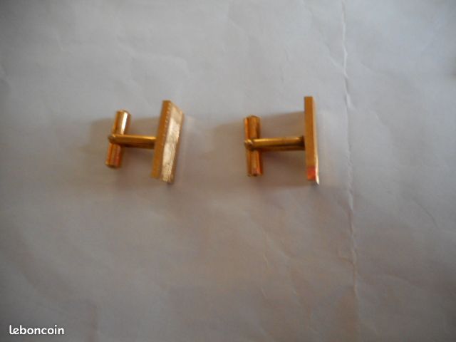 Boutons de manchette homme plaqué or vintage (image 3)