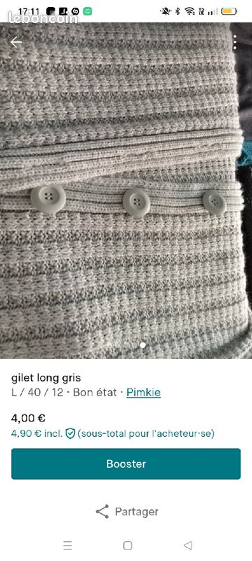 Gilet long gris (image 2)