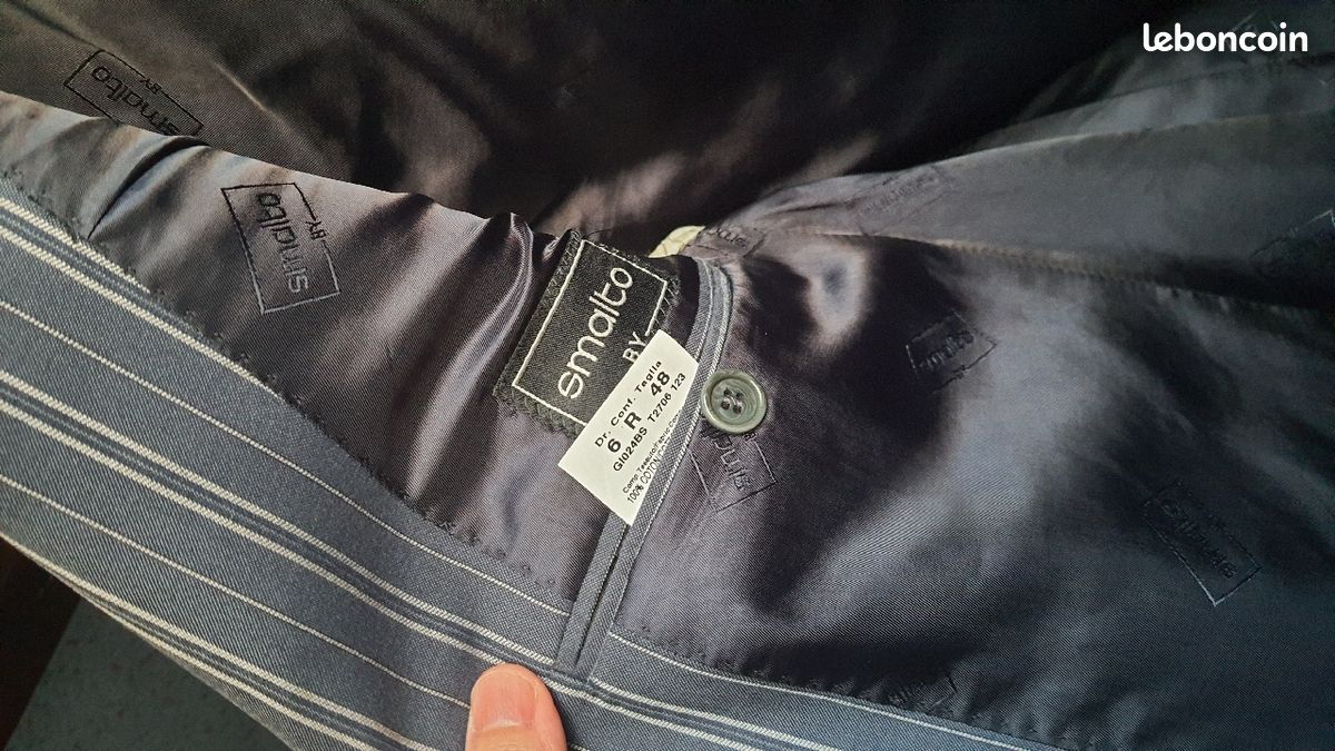 Veste Smalto bleu marine rayures blanches 48 ITA (image 2)