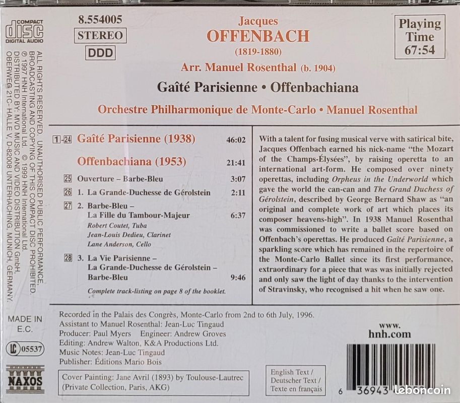 Gaité Parisienne par l'orchestre de Monte Carlo + Offenbachiana (image 2)